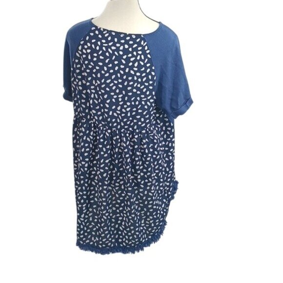 Umgee Linen Blouse Womens Size L Relaxed Hi/Low Flowy Short Sleeve - Picture 6 of 9